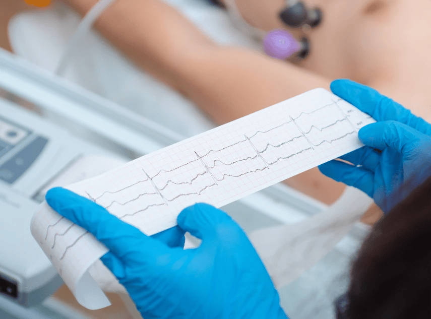 examining an ECG result