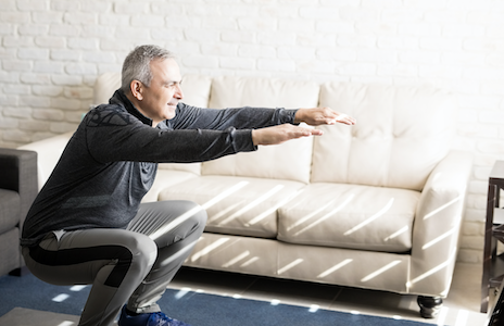 man exercising at home